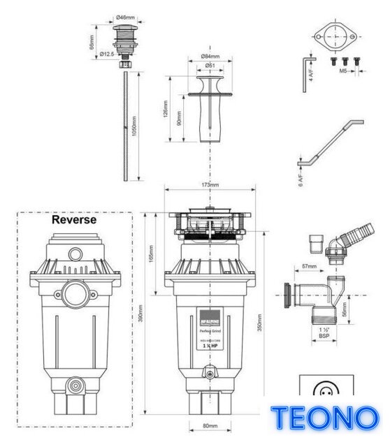Измельчитель пищевых отходов McAlpine Perfect Grind Slim WDU-4ASEU-CARB - Изображение №5 — Интернет-магазин Teono.by