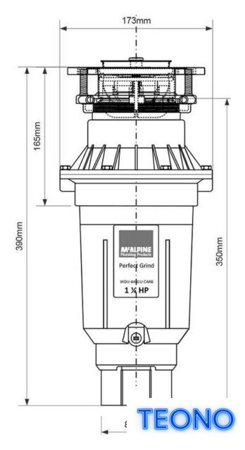 Измельчитель пищевых отходов McAlpine Perfect Grind Slim WDU-4ASEU-CARB - Изображение №4 — Интернет-магазин Teono.by
