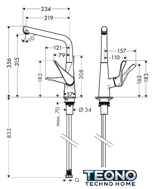 Смеситель Hansgrohe Metris 14822000 - Изображение №2 — Интернет-магазин Teono.by