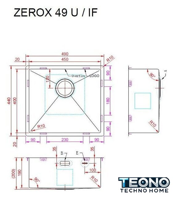 Кухонная мойка ZorG Zerox 49 U / IF PVD Gunblack - Изображение №4 — Интернет-магазин Teono.by