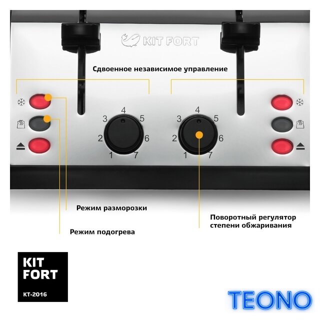 Тостер Kitfort KT-2016 - Изображение №5 — Интернет-магазин Teono.by