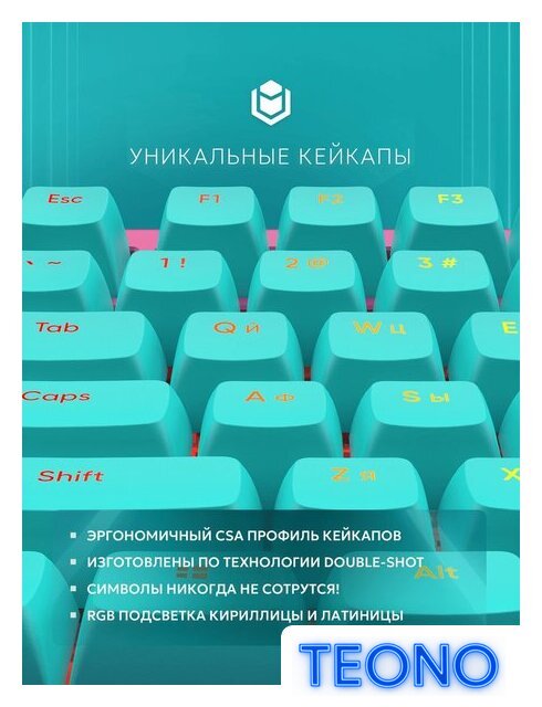 Клавиатура IO by Red Square Type 84 g3ms Sapphire V2 (бирюзовый/розовый) - Изображение №8 — Интернет-магазин Teono.by