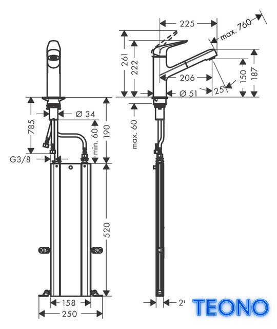 Смеситель Hansgrohe Focus M42 71829000 - Изображение №4 — Интернет-магазин Teono.by