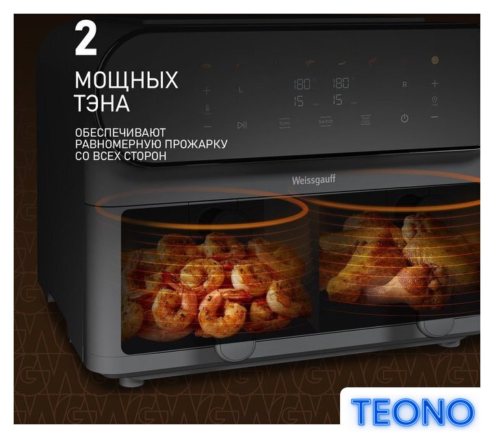 Аэрогриль (аэрофритюрница) Weissgauff WAF 910 DS FryChef - Изображение №6 — Интернет-магазин Teono.by