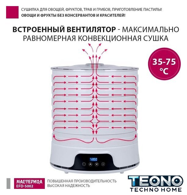 Сушилка для овощей и фруктов Мастерица EFD-5002 - Изображение №11 — Интернет-магазин Teono.by