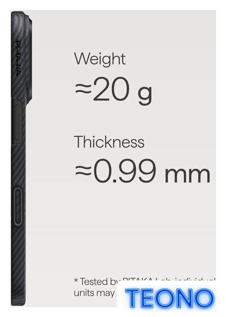 Чехол для телефона Pitaka Ultra-Slim для iPhone 17 Pro Max (600D Black/Grey Twill) - Изображение №3 — Интернет-магазин Teono.by