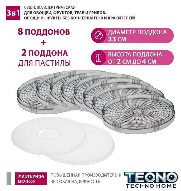Сушилка для овощей и фруктов Мастерица EFD-2000 - Изображение №7 — Интернет-магазин Teono.by