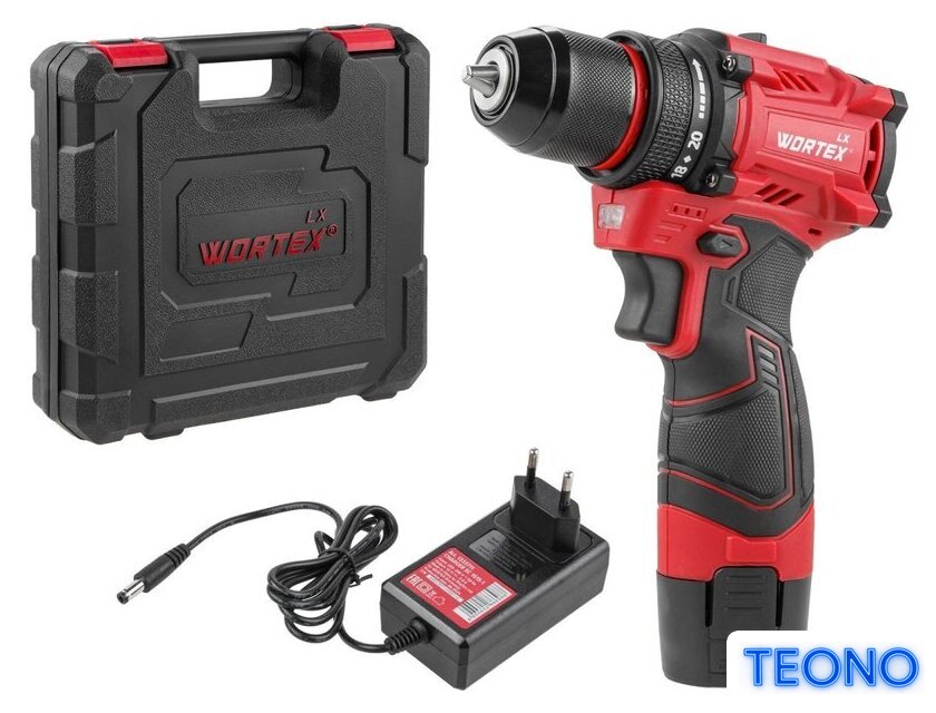 Дрель-шуруповерт Wortex LX BD 1215-1 Li 1333698 (с 1-им АКБ, кейс) - Изображение №1 — Интернет-магазин Teono.by