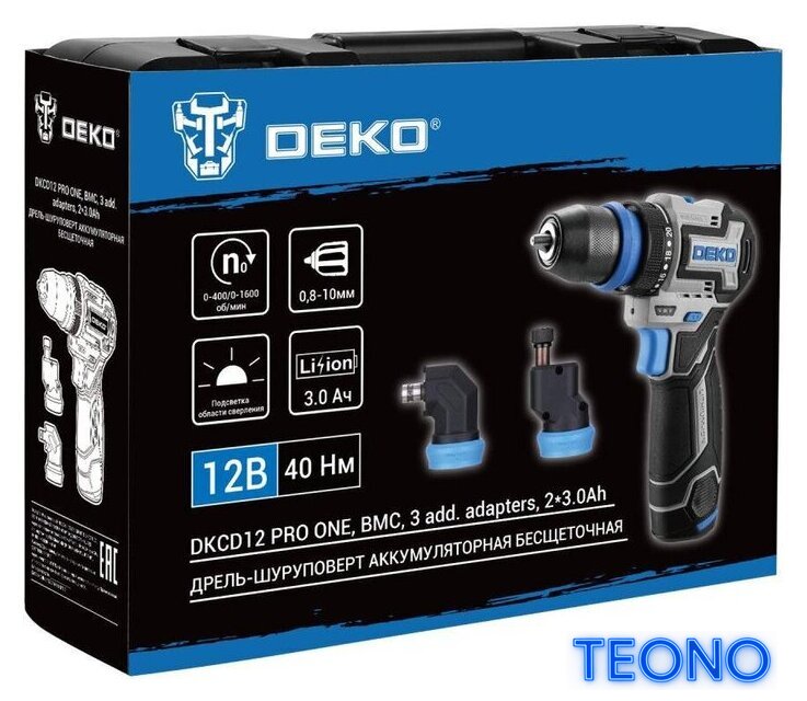 Дрель-шуруповерт Deko DKCD12 PRO ONE 085-1320 (с 2-мя АКБ, кейс) - Изображение №6 — Интернет-магазин Teono.by