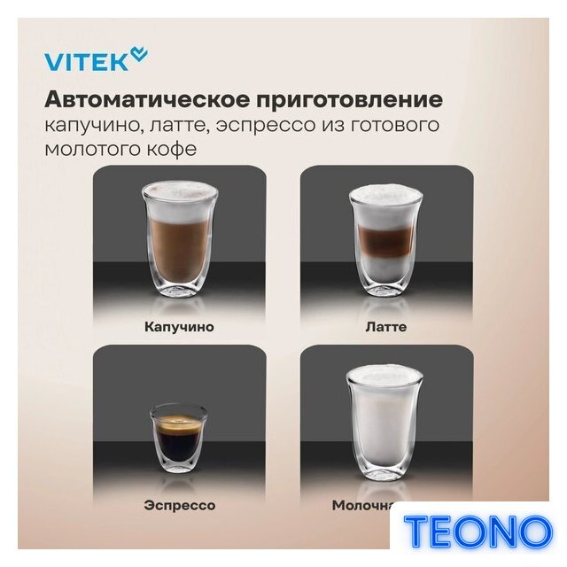 Рожковая кофеварка Vitek VT-CME1501 - Изображение №4 — Интернет-магазин Teono.by