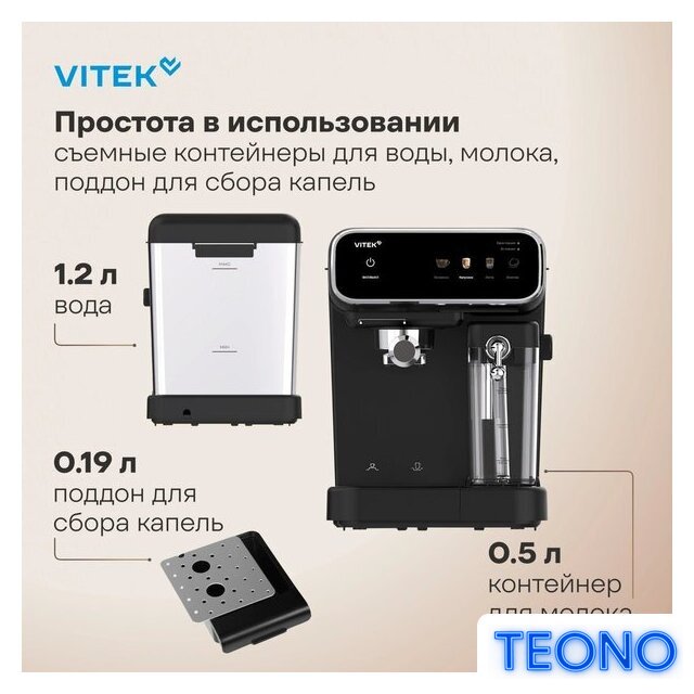Рожковая кофеварка Vitek VT-CME1501 - Изображение №16 — Интернет-магазин Teono.by