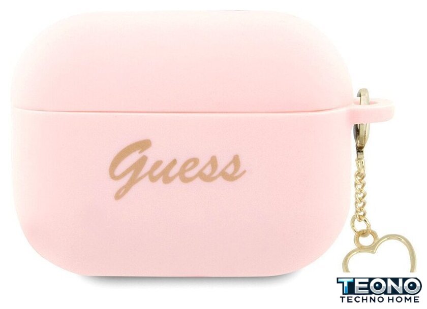 Чехол CG Mobile Guess Script logo with Heart charm для AirPods Pro 2 GUAP2LSCHSP (розовый) - Изображение №1 — Интернет-магазин Teono.by