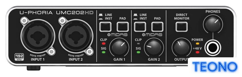 Аудиоинтерфейс Behringer U-Phoria UMC202HD - Изображение №2 — Интернет-магазин Teono.by