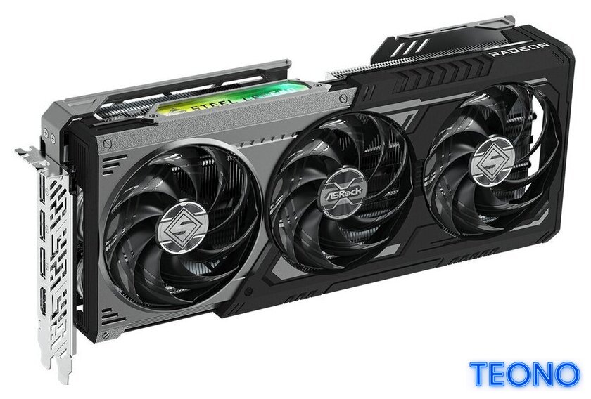 Видеокарта ASRock Radeon RX 9070 GRE Steel Legend Dark 12GB OC RX9070GRE SLD 12GO - Изображение №1 — Интернет-магазин Teono.by