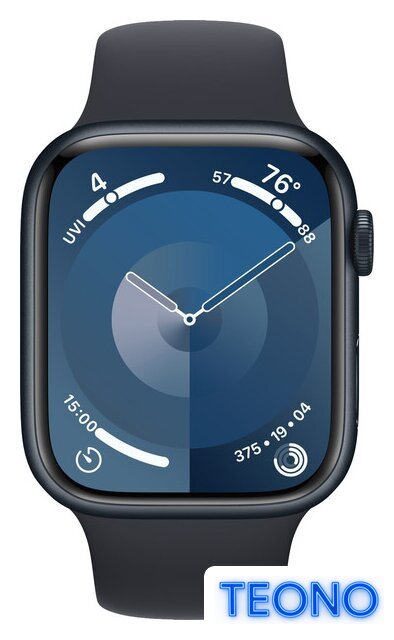 Умные часы Apple Watch Series 9 45 мм (алюминиевый корпус, полуночный/полуночный, спортивный силиконовый ремешок M/L) - Изображение №2 — Интернет-магазин Teono.by