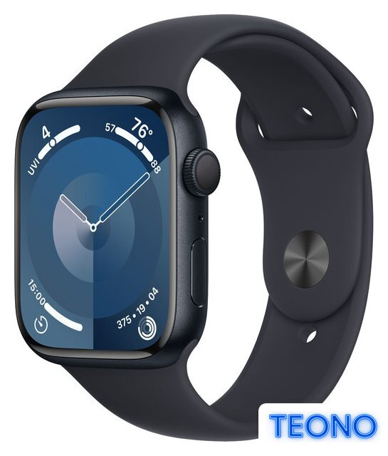 Умные часы Apple Watch Series 9 45 мм (алюминиевый корпус, полуночный/полуночный, спортивный силиконовый ремешок M/L) - Изображение №1 — Интернет-магазин Teono.by