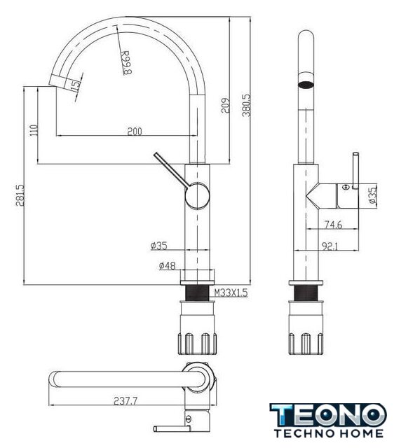 Смеситель Omnires Tula TL6050BL - Изображение №2 — Интернет-магазин Teono.by