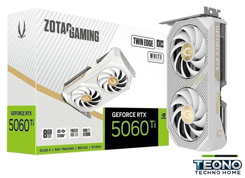 Видеокарта ZOTAC Gaming GeForce RTX 5060 Ti 8GB Twin Edge OC White Edition ZT-B50610Q-10M - Изображение №6 — Интернет-магазин Teono.by