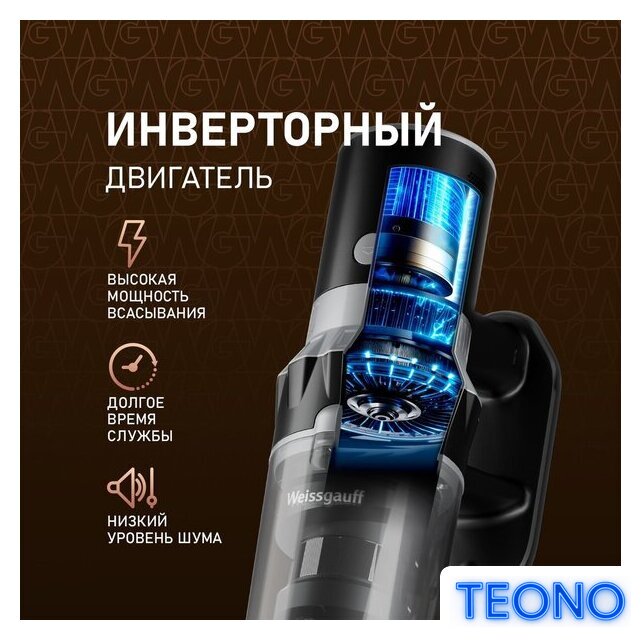 Пылесос Weissgauff V12 BLDC 400 Nero Turbo - Изображение №3 — Интернет-магазин Teono.by