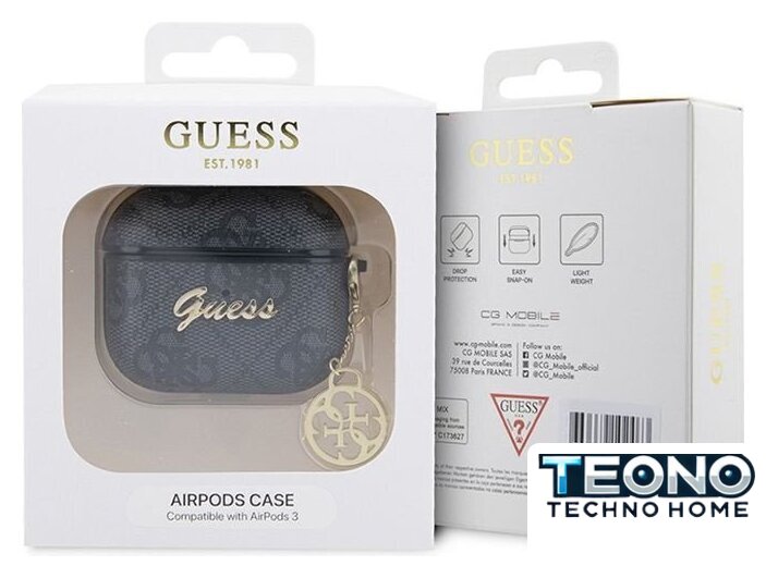 Чехол CG Mobile Guess Leather 4G with Metal Logo and Charm для AirPods 3 GUA3G4GSMK (черный) - Изображение №3 — Интернет-магазин Teono.by
