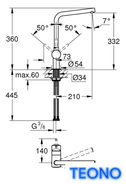 Смеситель Grohe Minta 31375AL0 - Изображение №2 — Интернет-магазин Teono.by