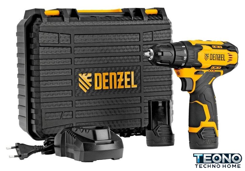 Дрель-шуруповерт Denzel CDQ-12 (с 2-мя АКБ, кейс) - Изображение №1 — Интернет-магазин Teono.by