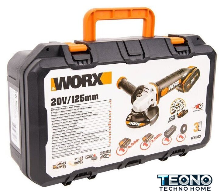 Угловая шлифмашина Worx WX803 (с 2-мя АКБ, кейс) - Изображение №5 — Интернет-магазин Teono.by