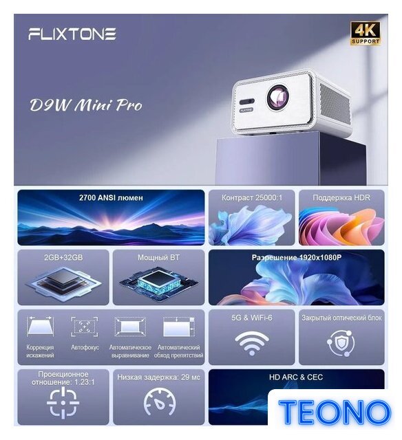 Проектор Touyinger FlixTone D9W mini Pro - Изображение №3 — Интернет-магазин Teono.by