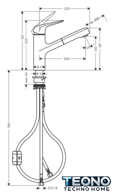 Смеситель Hansgrohe M427-H150 71814800 - Изображение №3 — Интернет-магазин Teono.by