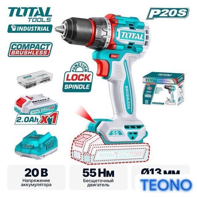 Дрель-шуруповерт Total TDLI205582 (с 1-им АКБ) - Изображение №1 — Интернет-магазин Teono.by
