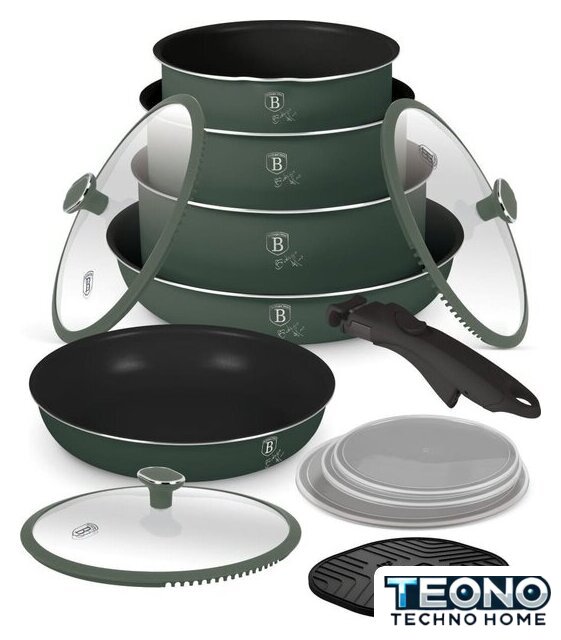 Набор кастрюль Berlinger Haus Matte Green Collection BH-8423 - Изображение №1 — Интернет-магазин Teono.by