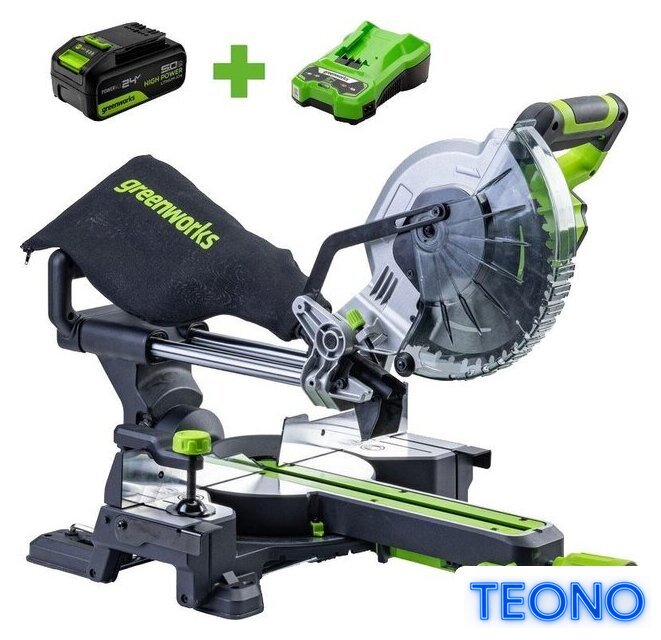 Торцовочная пила Greenworks GD24MS216 1501707UG (с 1-им АКБ) - Изображение №1 — Интернет-магазин Teono.by