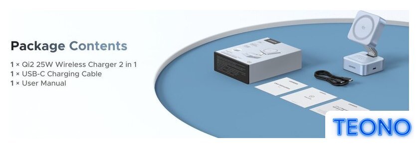 Беспроводное зарядное Ugreen MagFlow 2-in-1 W752 55960 (голубой) - Изображение №4 — Интернет-магазин Teono.by