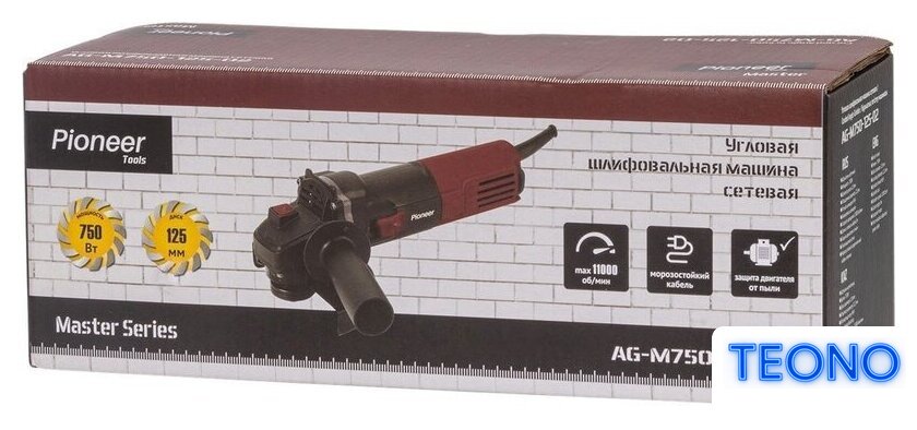 Угловая шлифмашина Pioneer Tools AG-M750-125-02 - Изображение №9 — Интернет-магазин Teono.by