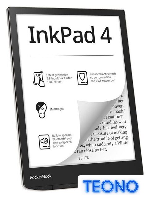 Электронная книга PocketBook 743G InkPad 4 (черный/серебристый) - Изображение №2 — Интернет-магазин Teono.by