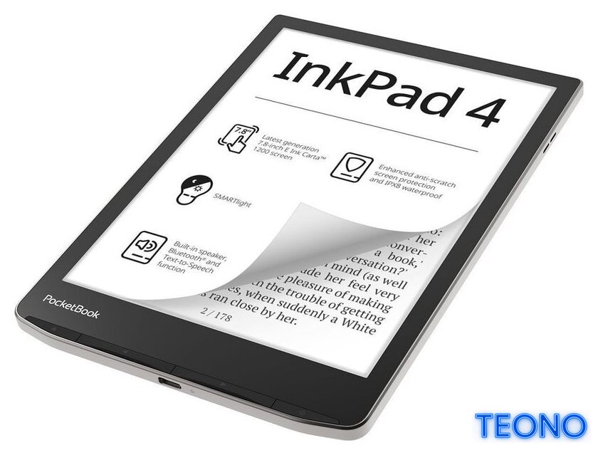 Электронная книга PocketBook 743G InkPad 4 (черный/серебристый) - Изображение №4 — Интернет-магазин Teono.by