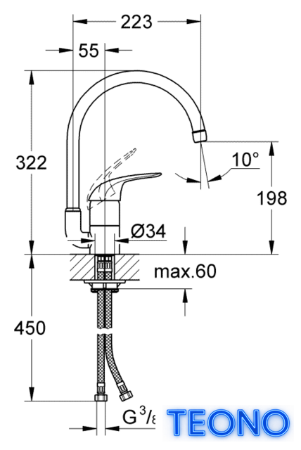 Смеситель Grohe Euroeco 32752000 - Изображение №2 — Интернет-магазин Teono.by