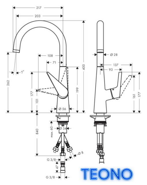 Смеситель Hansgrohe Talis S 72812000 - Изображение №2 — Интернет-магазин Teono.by