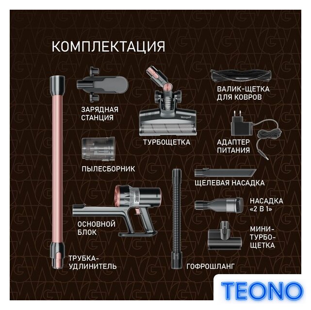 Пылесос Weissgauff V12 BLDC 500 Ora Rosa Turbo - Изображение №19 — Интернет-магазин Teono.by