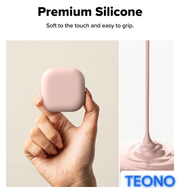 Чехол Ringke Silicone для Galaxy Buds 4/4 Pro Pink Sand - Изображение №3 — Интернет-магазин Teono.by