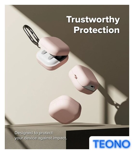 Чехол Ringke Silicone для Galaxy Buds 4/4 Pro Pink Sand - Изображение №4 — Интернет-магазин Teono.by