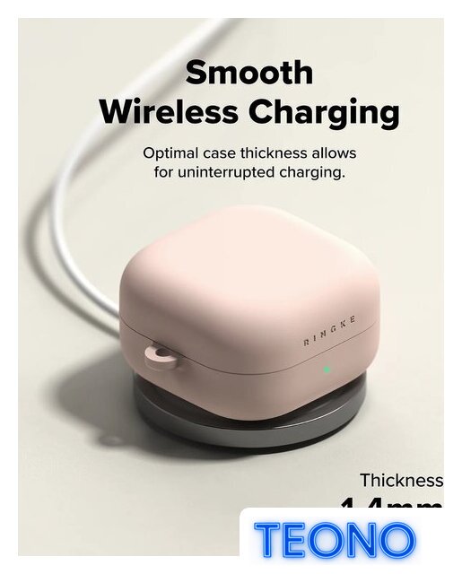 Чехол Ringke Silicone для Galaxy Buds 4/4 Pro Pink Sand - Изображение №5 — Интернет-магазин Teono.by