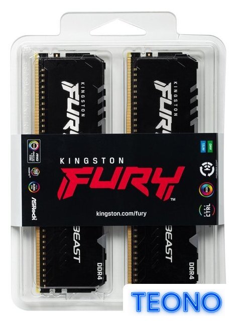 Оперативная память Kingston FURY Beast RGB 2x8GB DDR4 PC4-25600 KF432C16BBAK2/16 - Изображение №6 — Интернет-магазин Teono.by
