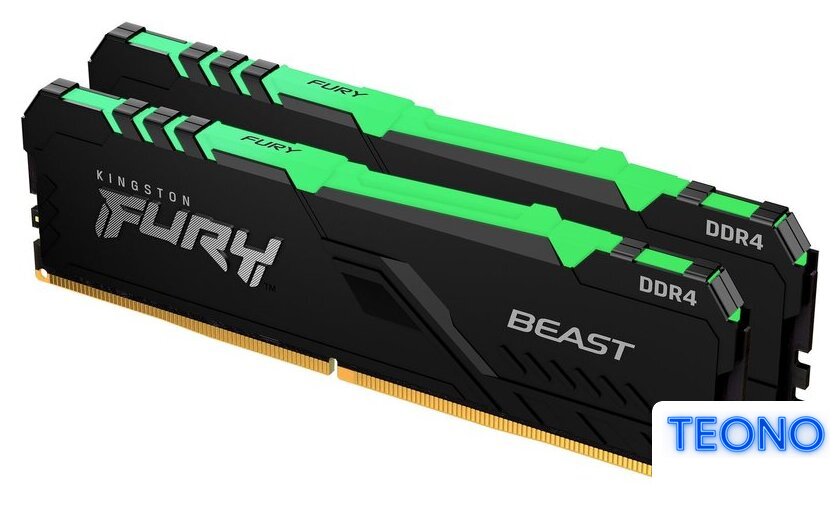 Оперативная память Kingston FURY Beast RGB 2x8GB DDR4 PC4-25600 KF432C16BBAK2/16 - Изображение №1 — Интернет-магазин Teono.by