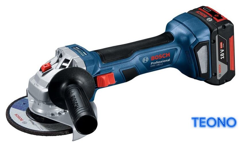 Угловая шлифмашина Bosch GWS 180-LI Professional 06019H9025 (с 1-им АКБ, кейс) - Изображение №2 — Интернет-магазин Teono.by