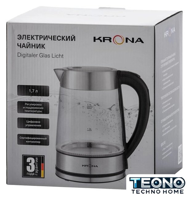 Электрический чайник Krona Digitaler Glas Licht КА-00008506 - Изображение №13 — Интернет-магазин Teono.by