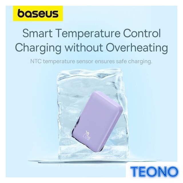 Внешний аккумулятор Baseus Magnetic Mini Air Wireless Fast Charge Power Bank 20W 10000mAh (сиреневый) - Изображение №13 — Интернет-магазин Teono.by