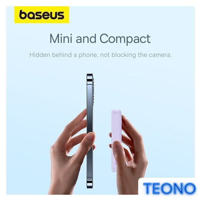 Внешний аккумулятор Baseus Magnetic Mini Air Wireless Fast Charge Power Bank 20W 10000mAh (сиреневый) - Изображение №9 — Интернет-магазин Teono.by