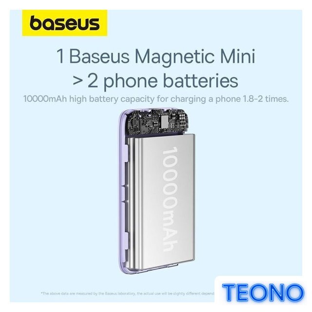 Внешний аккумулятор Baseus Magnetic Mini Air Wireless Fast Charge Power Bank 20W 10000mAh (сиреневый) - Изображение №12 — Интернет-магазин Teono.by