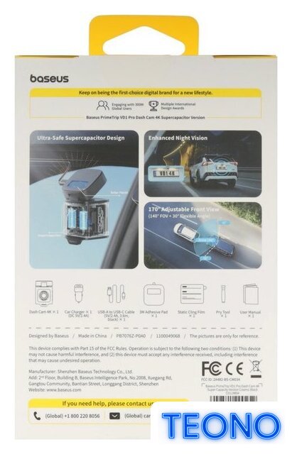 Видеорегистратор Baseus Dash Cam 4K BS-CM035 Cosmic Black C0119804 - Изображение №7 — Интернет-магазин Teono.by
